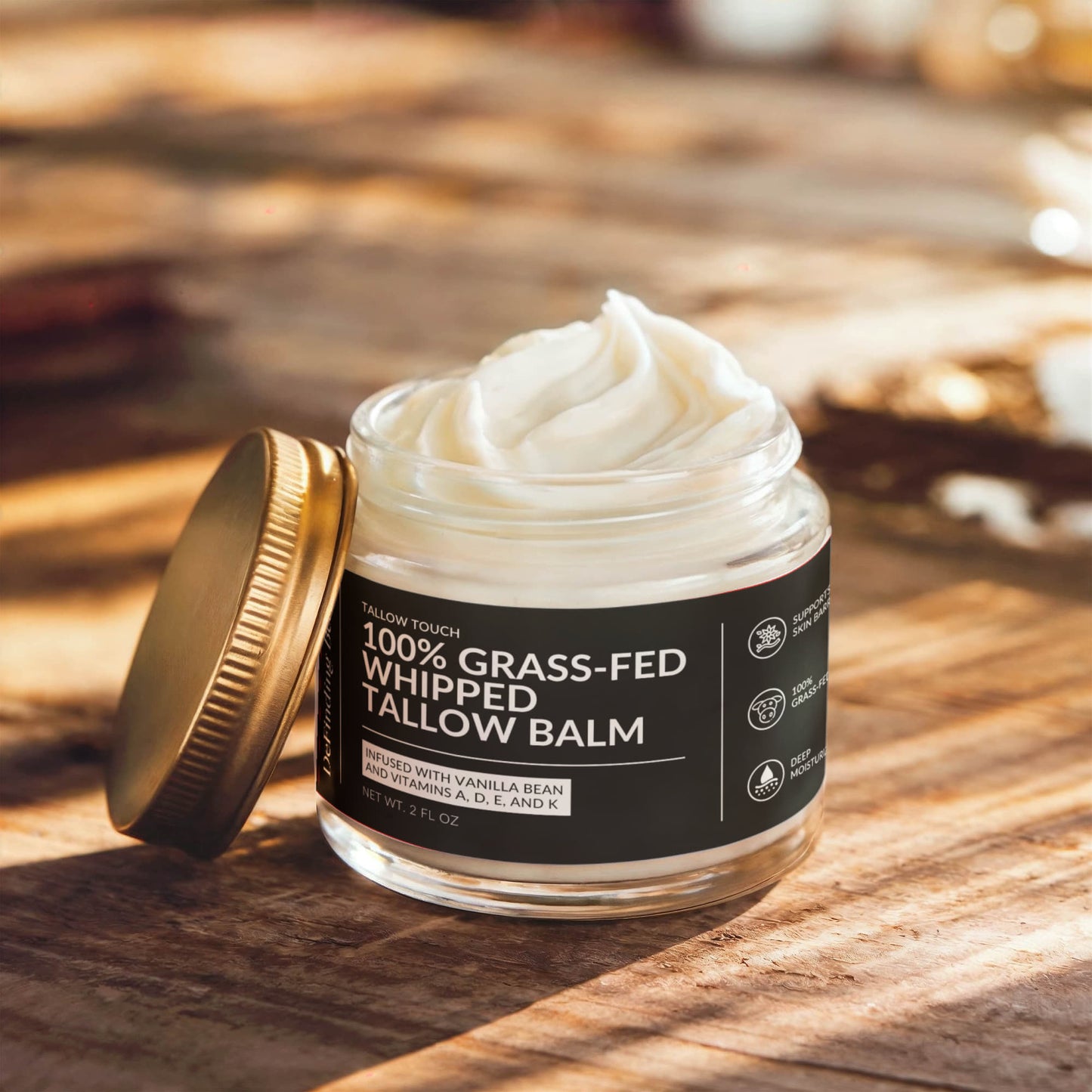 Tallow Touch: Whipped Tallow Cream with Vanilla Bean for Dry, Sensitive & Melanin-Rich Skin