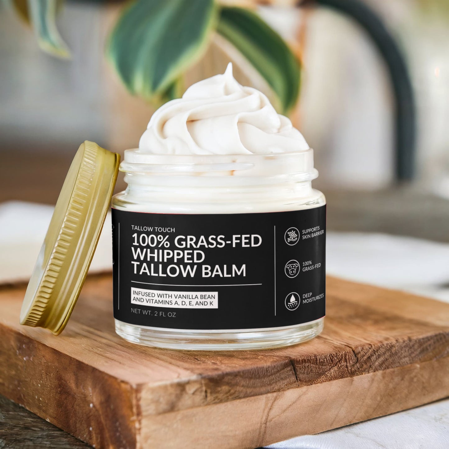 Tallow Touch: Whipped Tallow Cream with Vanilla Bean for Dry, Sensitive & Melanin-Rich Skin