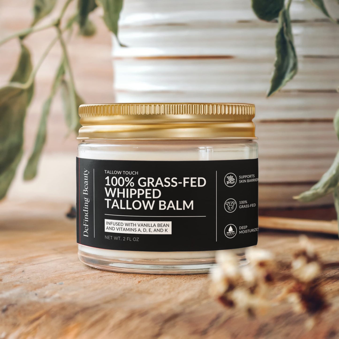 Tallow Touch: Whipped Tallow Cream with Vanilla Bean for Dry, Sensitive & Melanin-Rich Skin