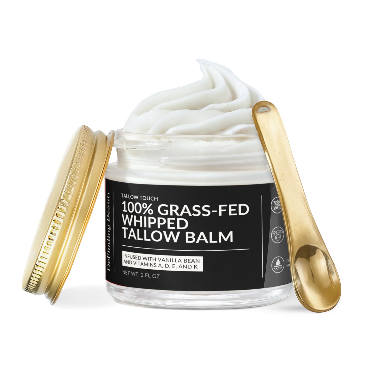 Tallow Touch: Whipped Tallow Cream with Vanilla Bean for Dry, Sensitive & Melanin-Rich Skin