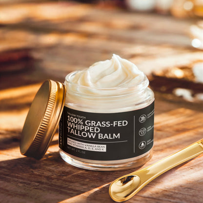 Tallow Touch: Whipped Tallow Cream with Vanilla Bean for Dry, Sensitive & Melanin-Rich Skin