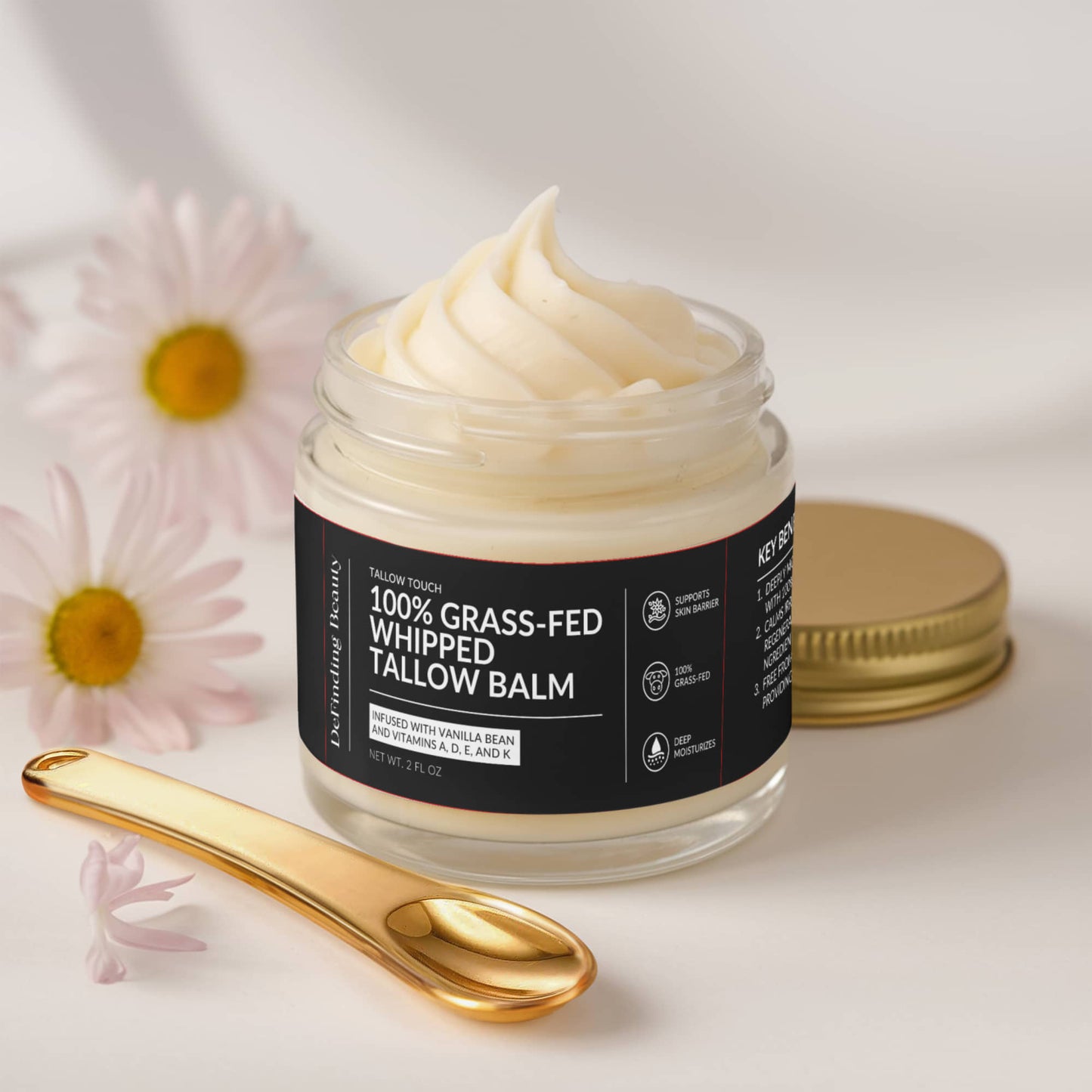 Tallow Touch: Whipped Tallow Cream with Vanilla Bean for Dry, Sensitive & Melanin-Rich Skin